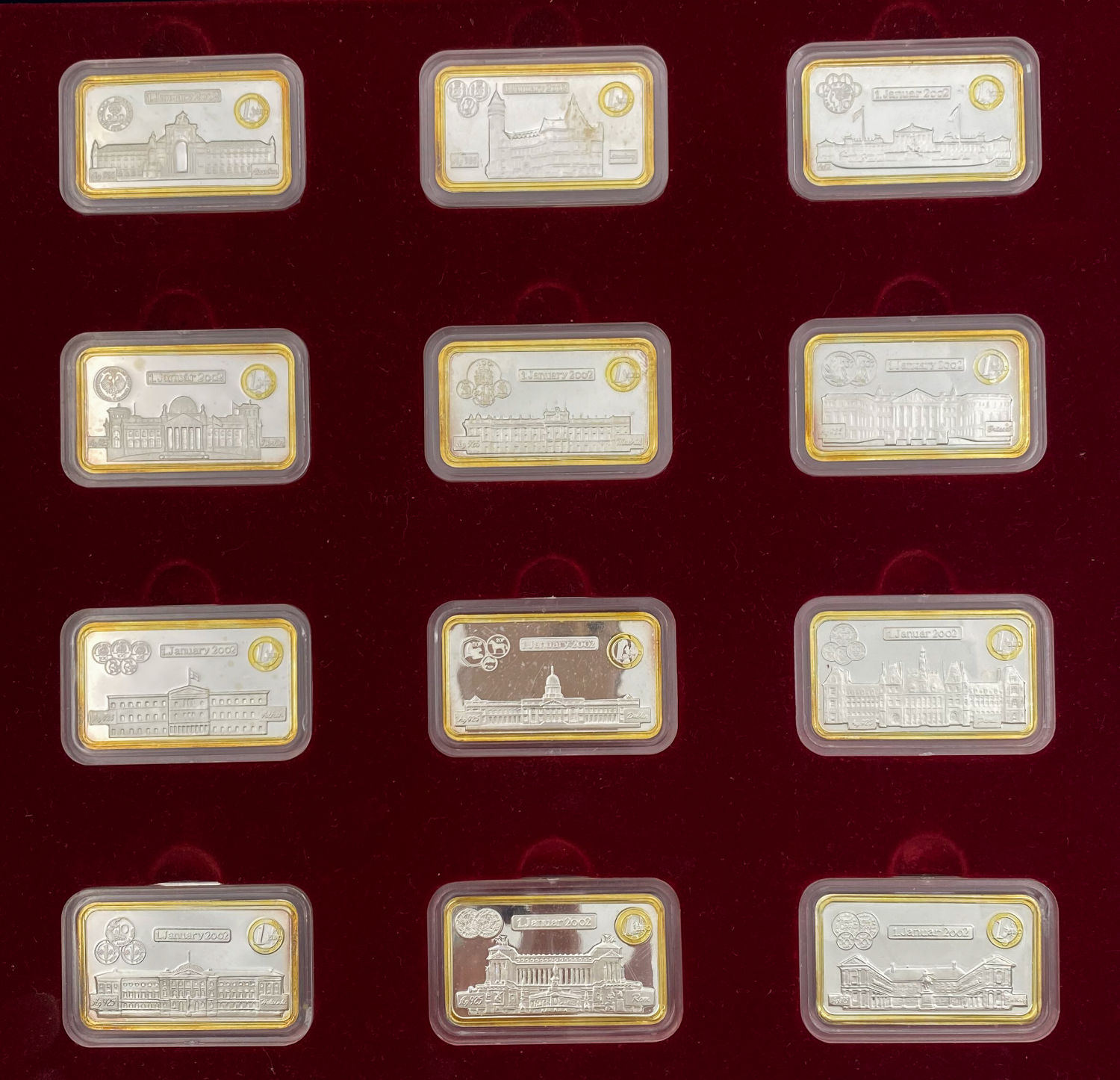 Israel - Silver Medal Set, European Capitals - 925 Silver, 1 Ounce (X12), 47X27mm
Published by the ... - 1 1