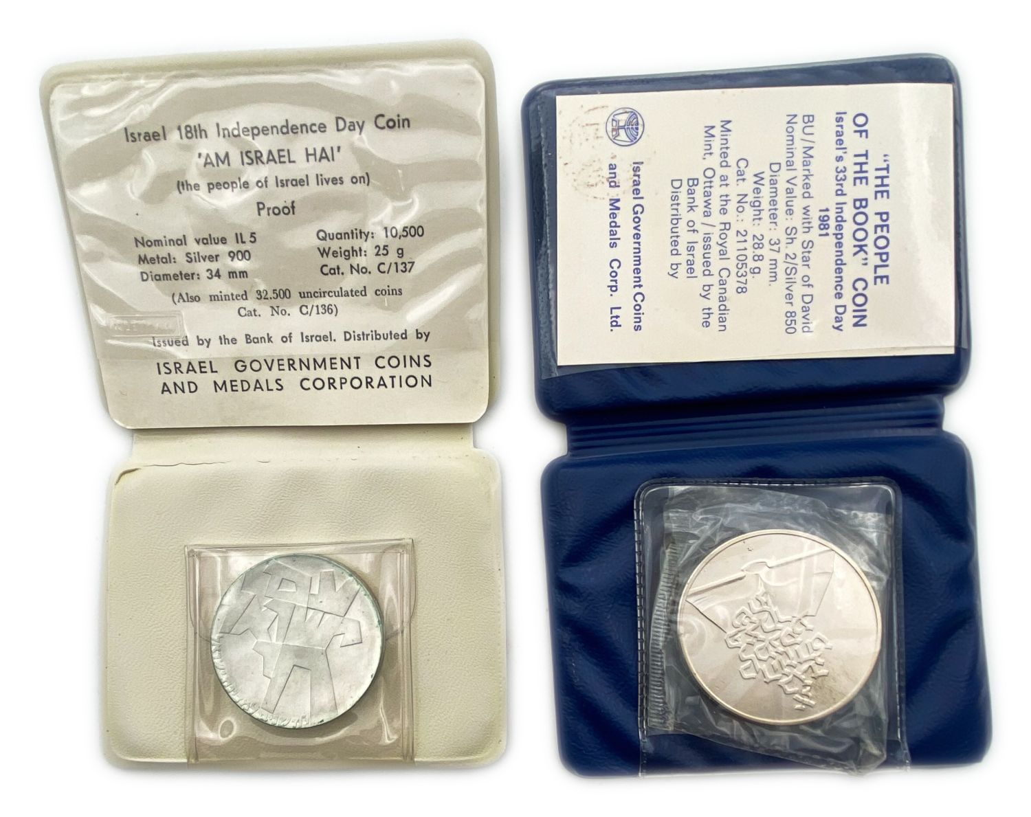 Israel - Lot of 6 silver coins of the Government Coin and Medal Company - 500 silver and 925 silver - 1 7