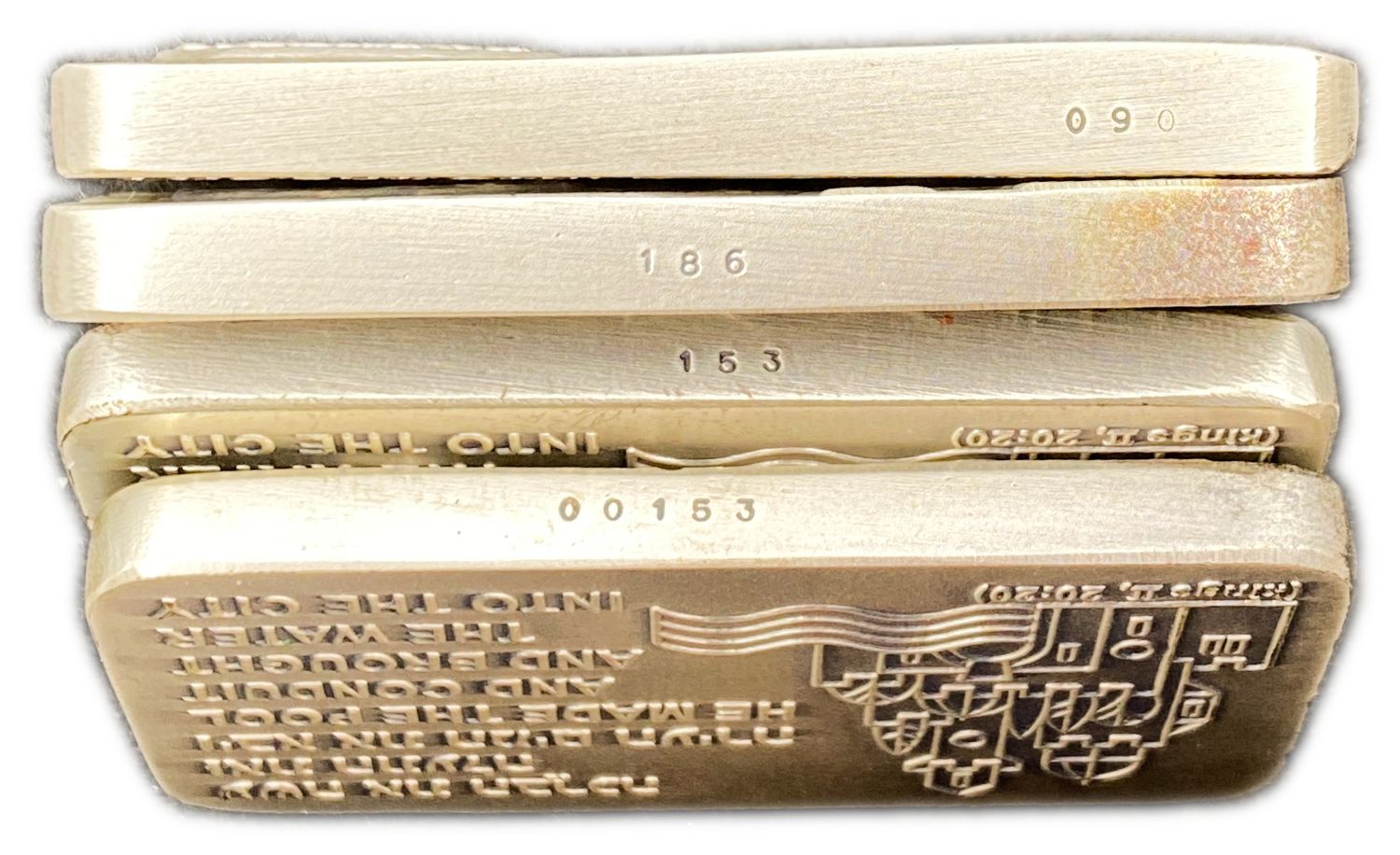 Israel - Lot of 4 rectangular medals on the subject of ancient waterworks in Eretz Israel - 925 silver, 136 g ... - 1 3