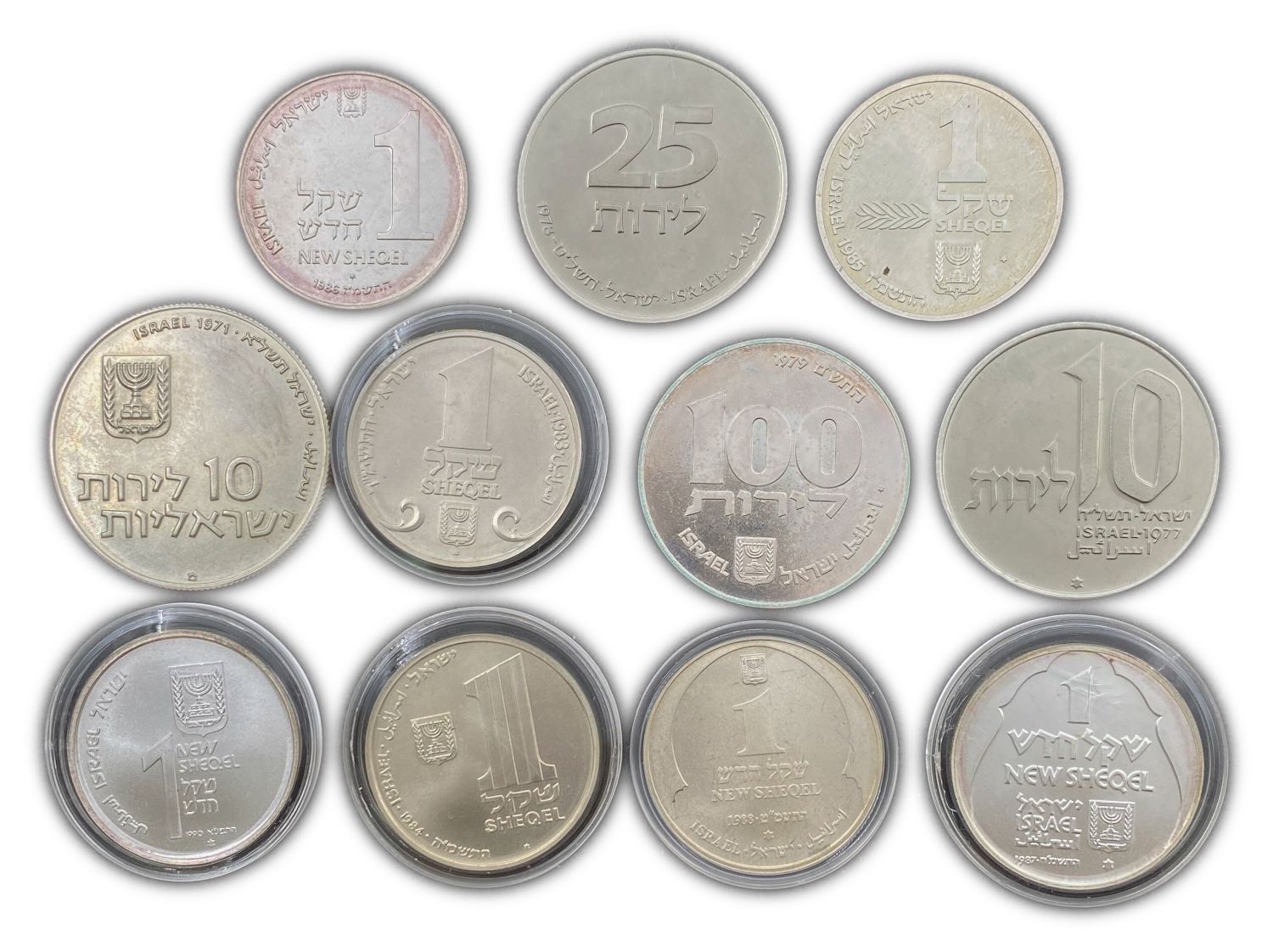Israel - Lot of 11 silver coins, the government company for coins and medals, different years, the Lira and Shekel ... - 1 0
