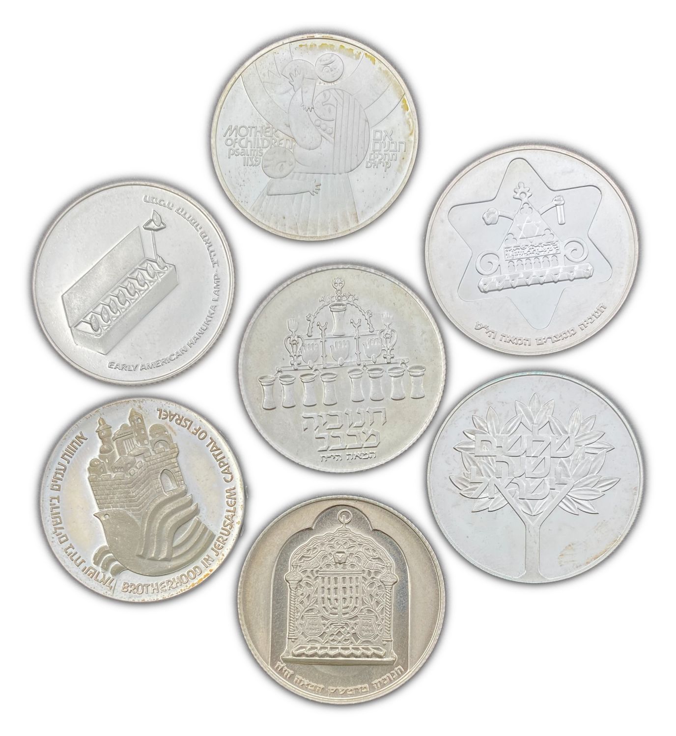 Israel - Lot of 7 silver coins, Government Coin and Medal Company, various years, Lira period - 1 1