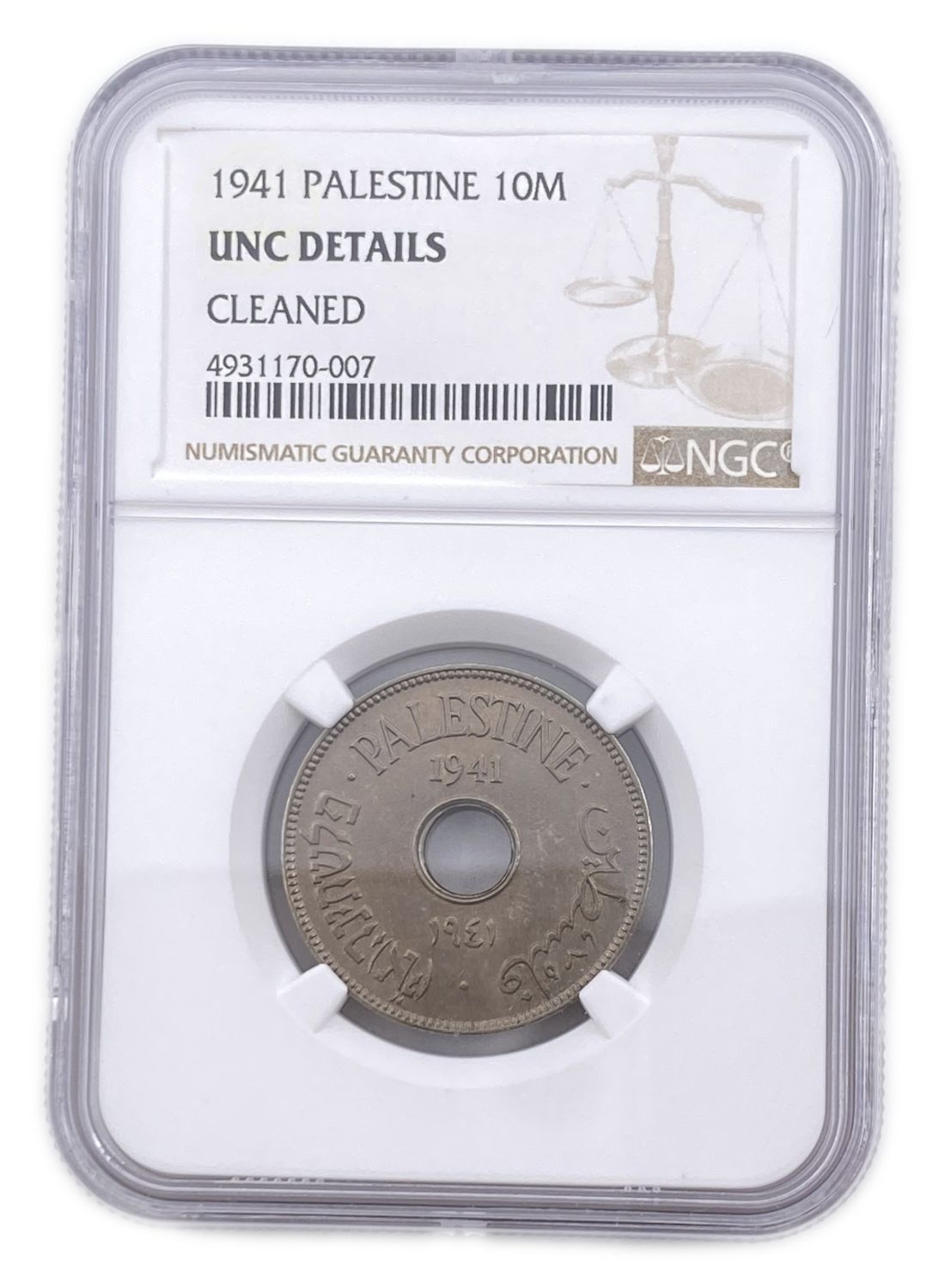 Palestine - 10 Mils 1941 - NGC UNC DETAILS
MIL, was the Hebrew name of the coin that was legal in ... - 1 2