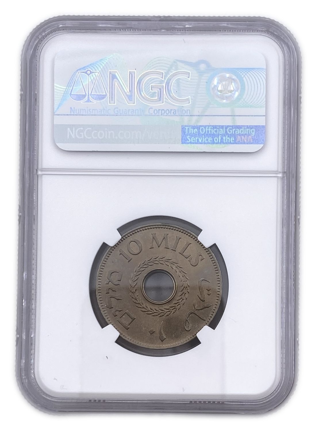 Palestine - 10 Mils 1941 - NGC UNC DETAILS
MIL, was the Hebrew name of the coin that was legal in ... - 1 3