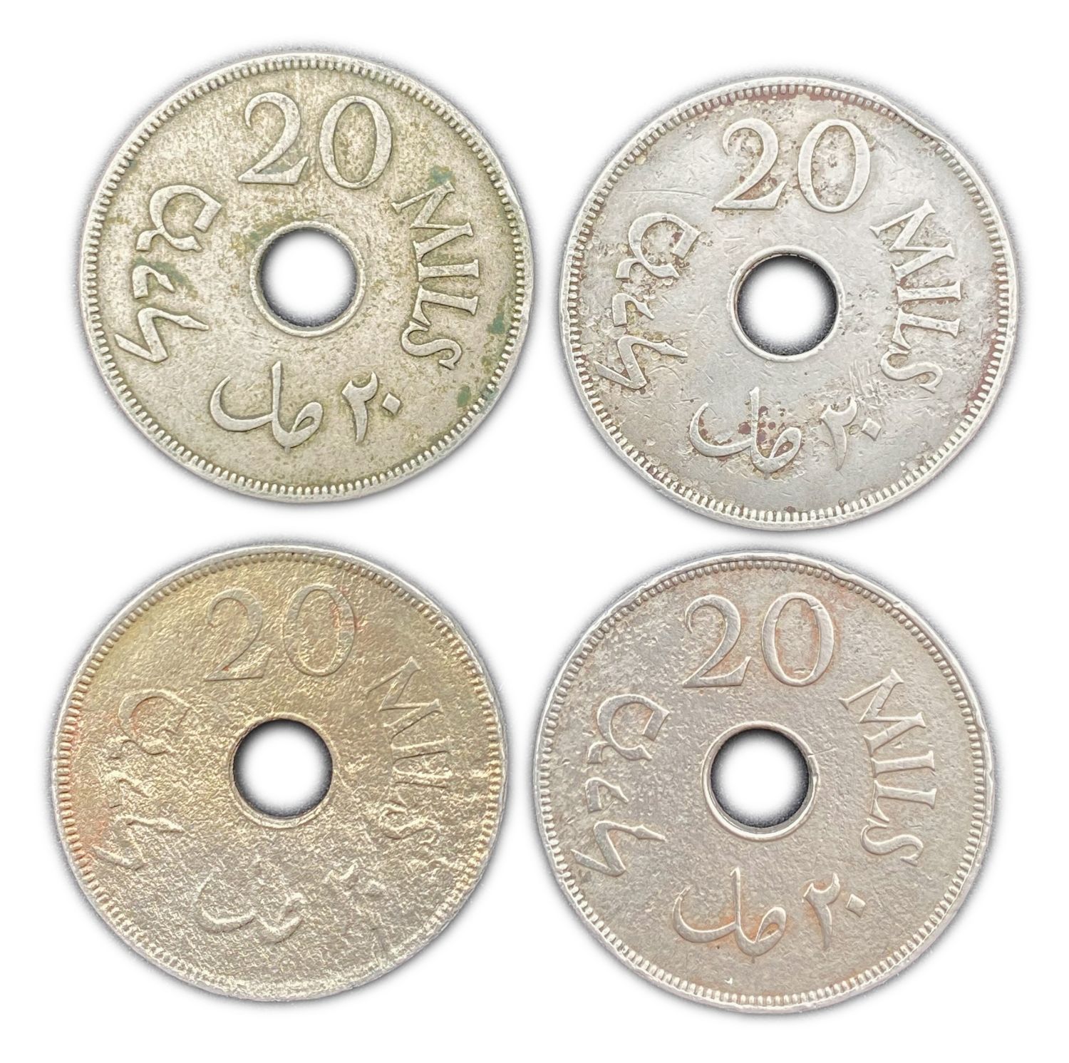 Palestine - 4 Coins of 20 Mils 1933, 1940 - F-VF
MIL, was the Hebrew name of the coin that was ... - 1 1