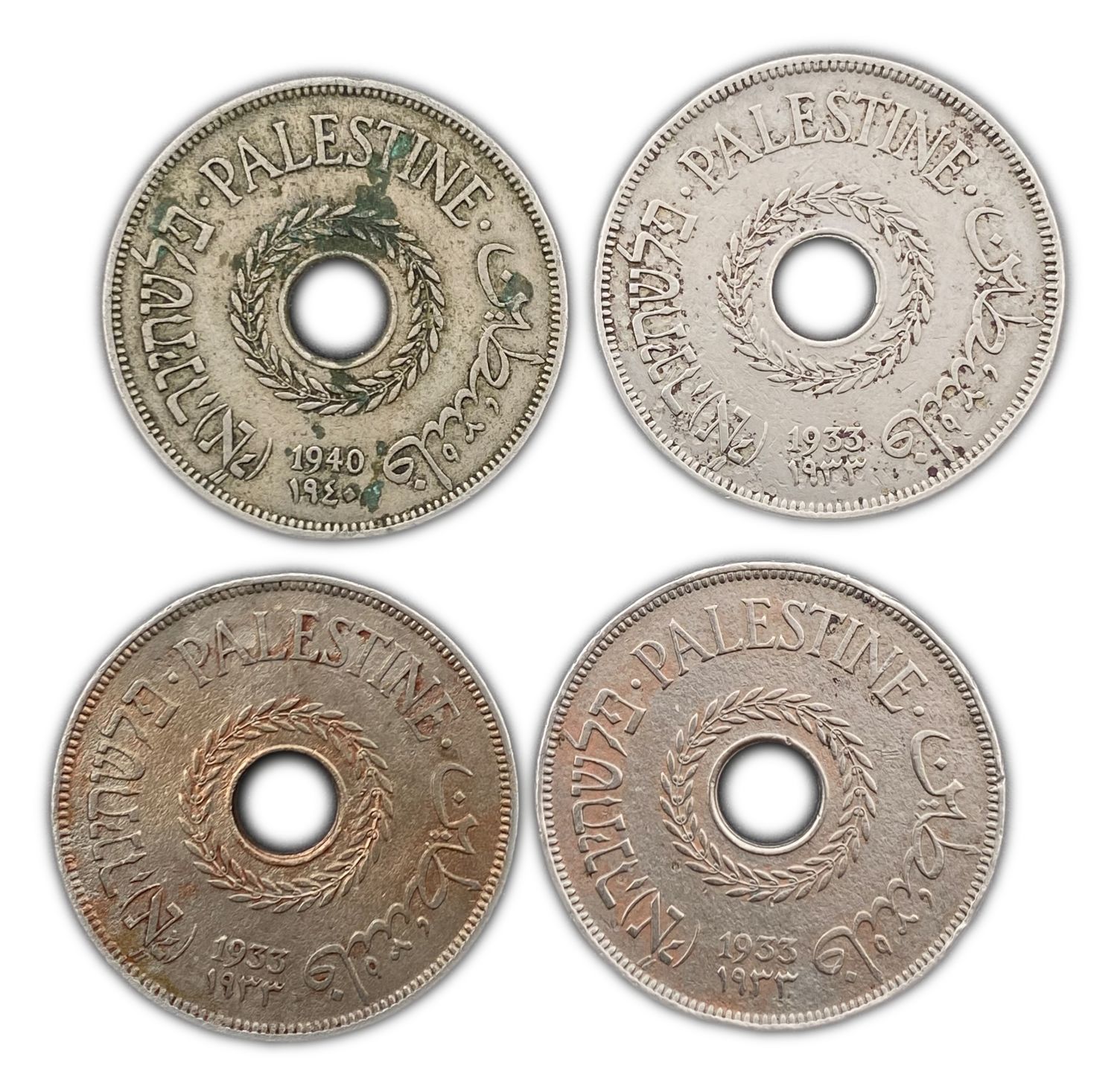 Palestine - 4 Coins of 20 Mils 1933, 1940 - F-VF
MIL, was the Hebrew name of the coin that was ... - 1 0