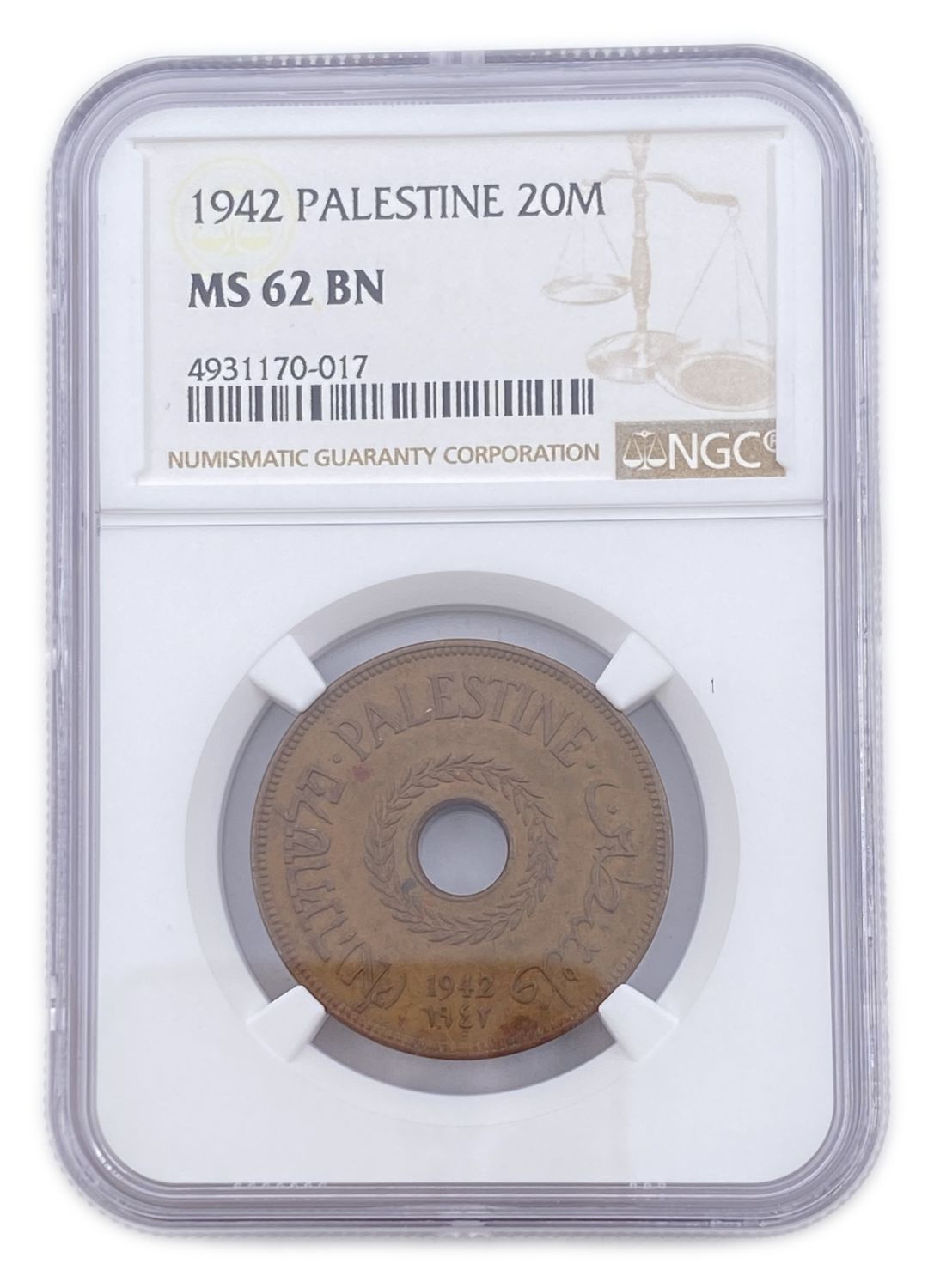 Palestine - 20 Mils 1942 - NGC MS62BN
MIL, was the Hebrew name of the coin that was legal in ... - 1 2