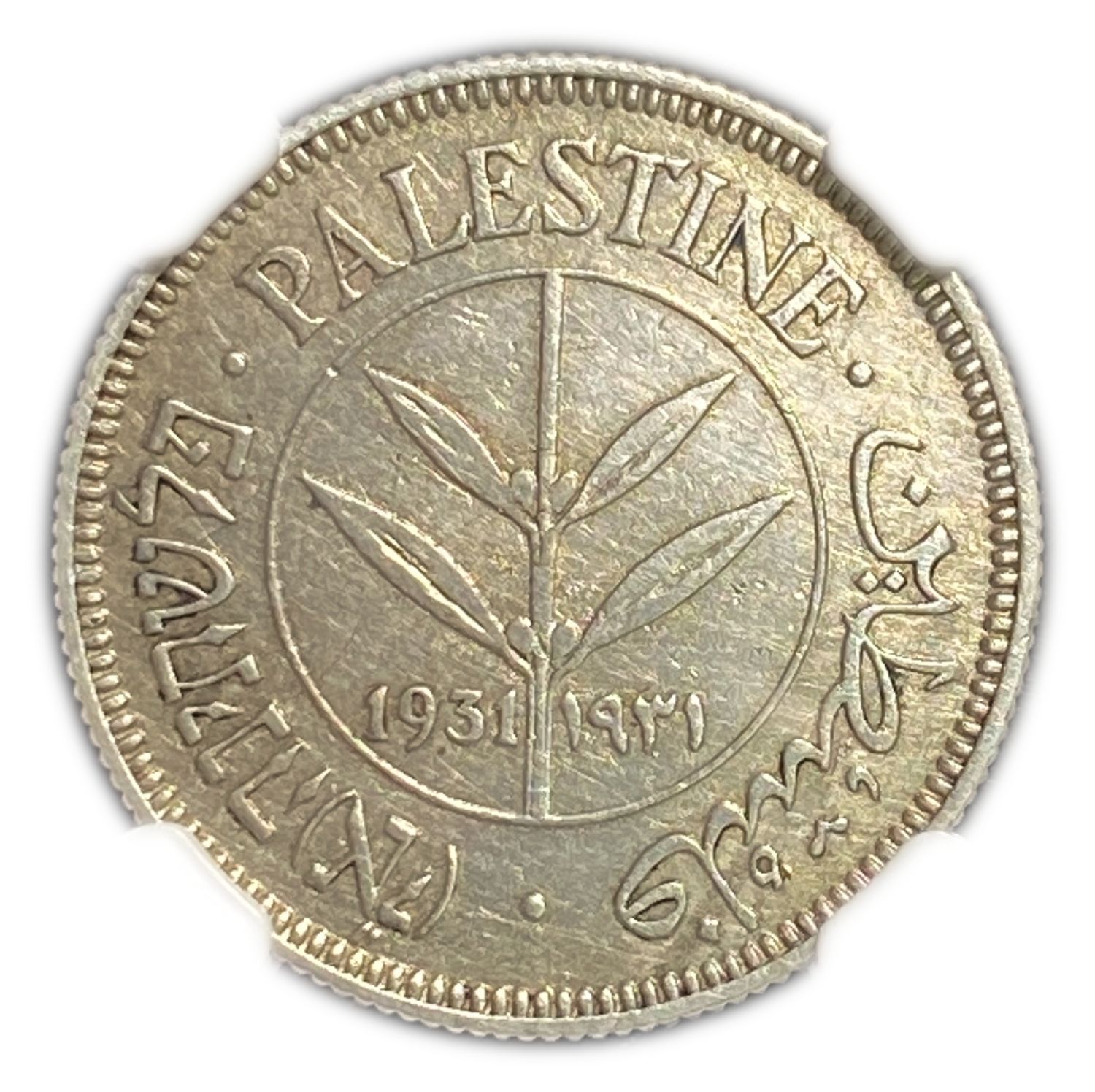 Palestine - 50 Mils 1931 - Mint Error, Rotated 30 degrees - NGC AU DETAILS - Rare
The British were ... - 1 0
