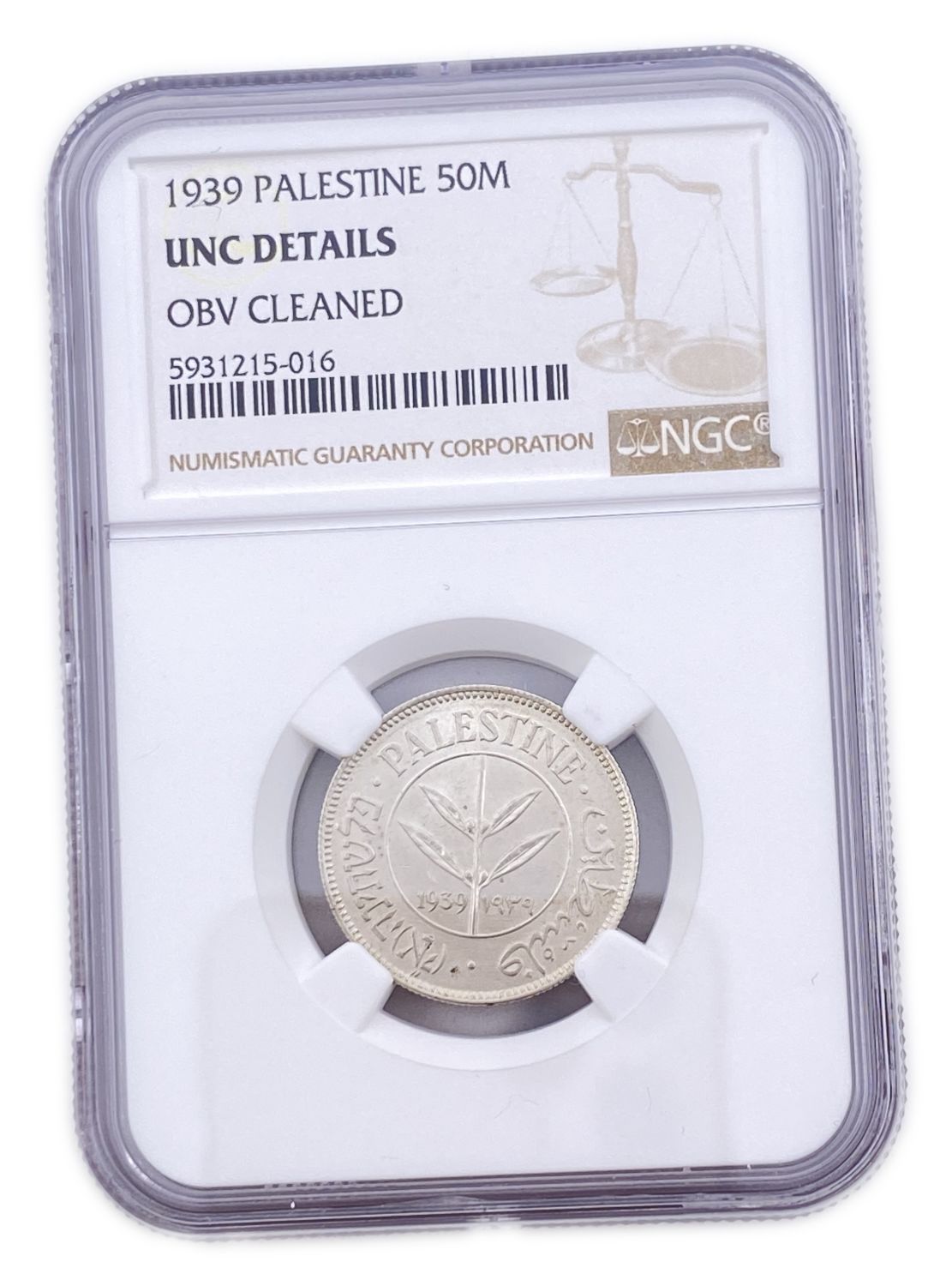 Palestine - 50 Mils 1939 - NGC UNC DETAILS
Mil was the Hebrew name of the coin that was ... - 1 2