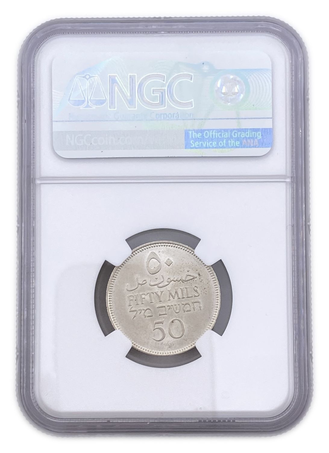 Palestine - 50 Mils 1939 - NGC MS63
Mil was the Hebrew name of the coin that was legal in ... - 1 3