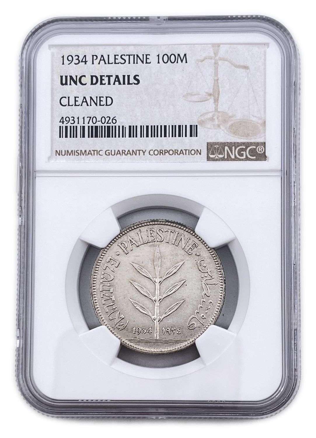 Palestine - 100 Mils 1934 - NGC UNC DETAILS
Mil, was the Hebrew name of the coin that was legal in ... - 1 2