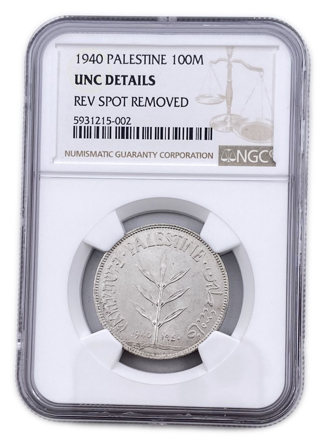 Palestine - 100 Mils 1940 - NGC UNC DETAILS
Mil, was the Hebrew name of the coin that was legal in ... - 1 2