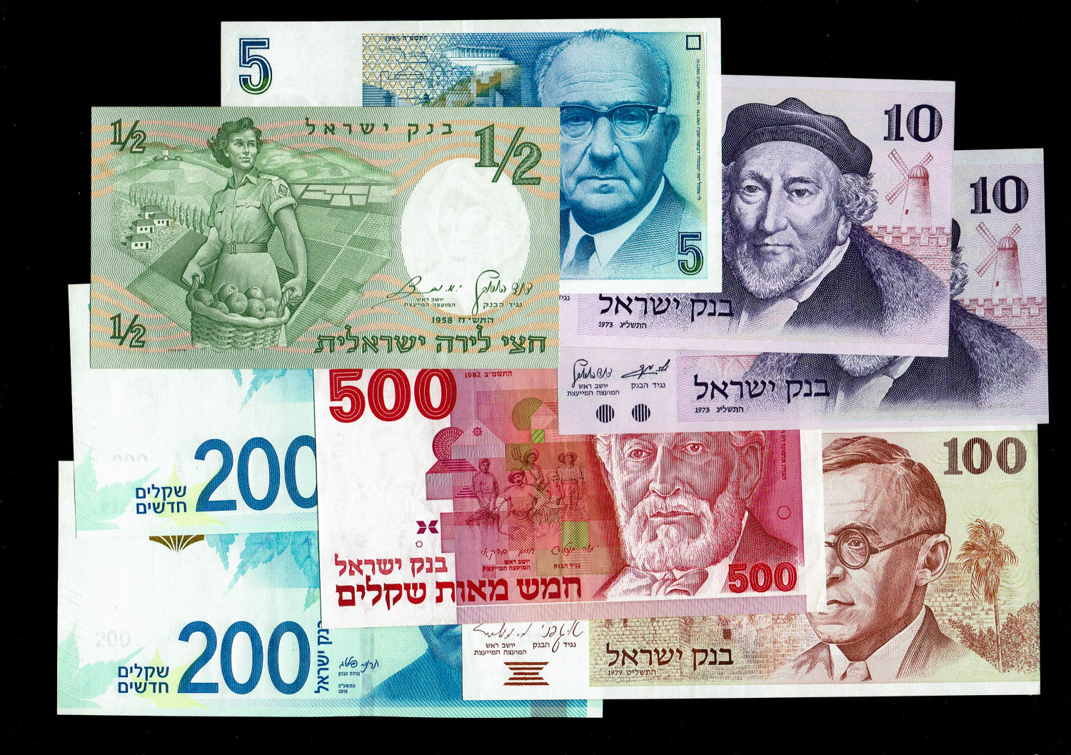 Israel - Lot 4, 8 Israel State Banknotes - Diffrent years and Values - UNC - 1 0