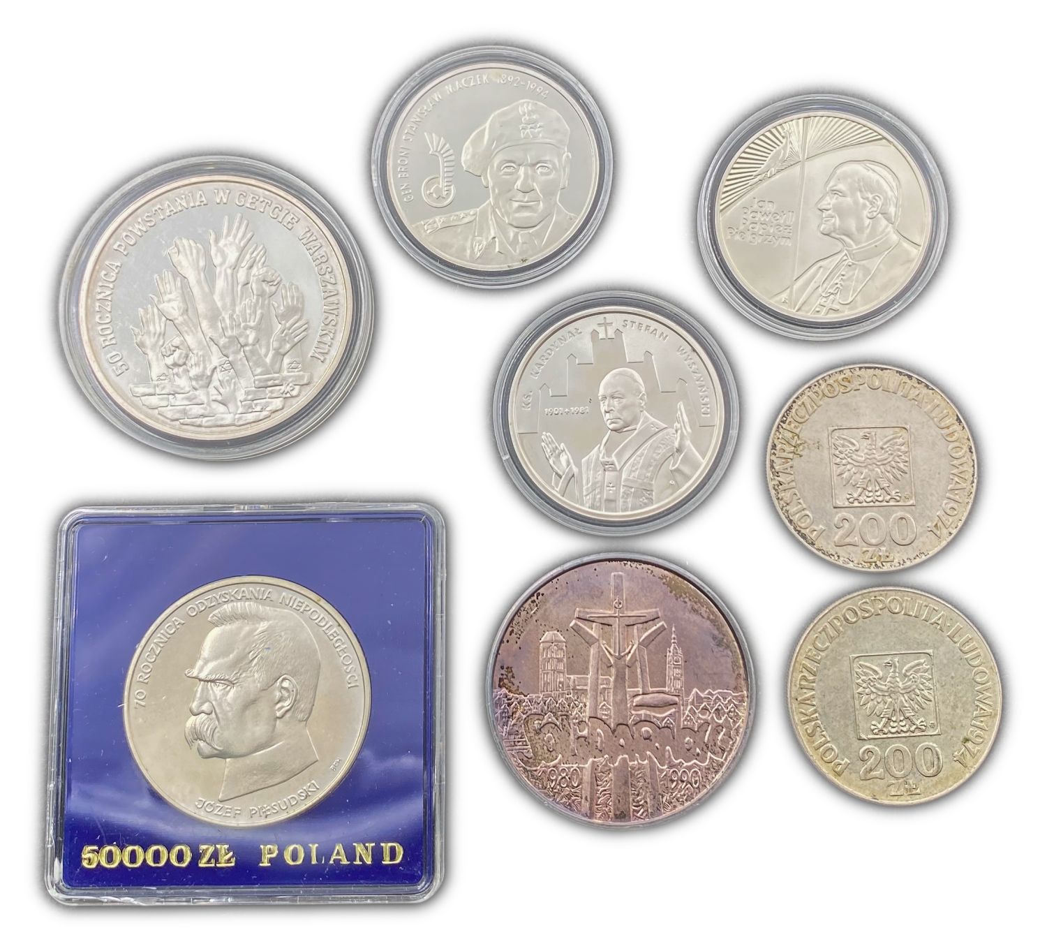 Poland - Lot of 8 coins and silver medals, some on the subject of the Holocaust - XF-UNC - Different years - 1 0