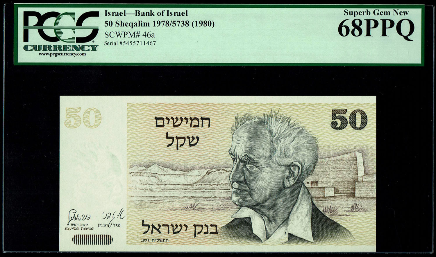 Israel - 50 Sheqalim 1978 - Without Yellow strip - PCGS 68 PPQ
The shekel series replaced the Israeli ... - 1 0