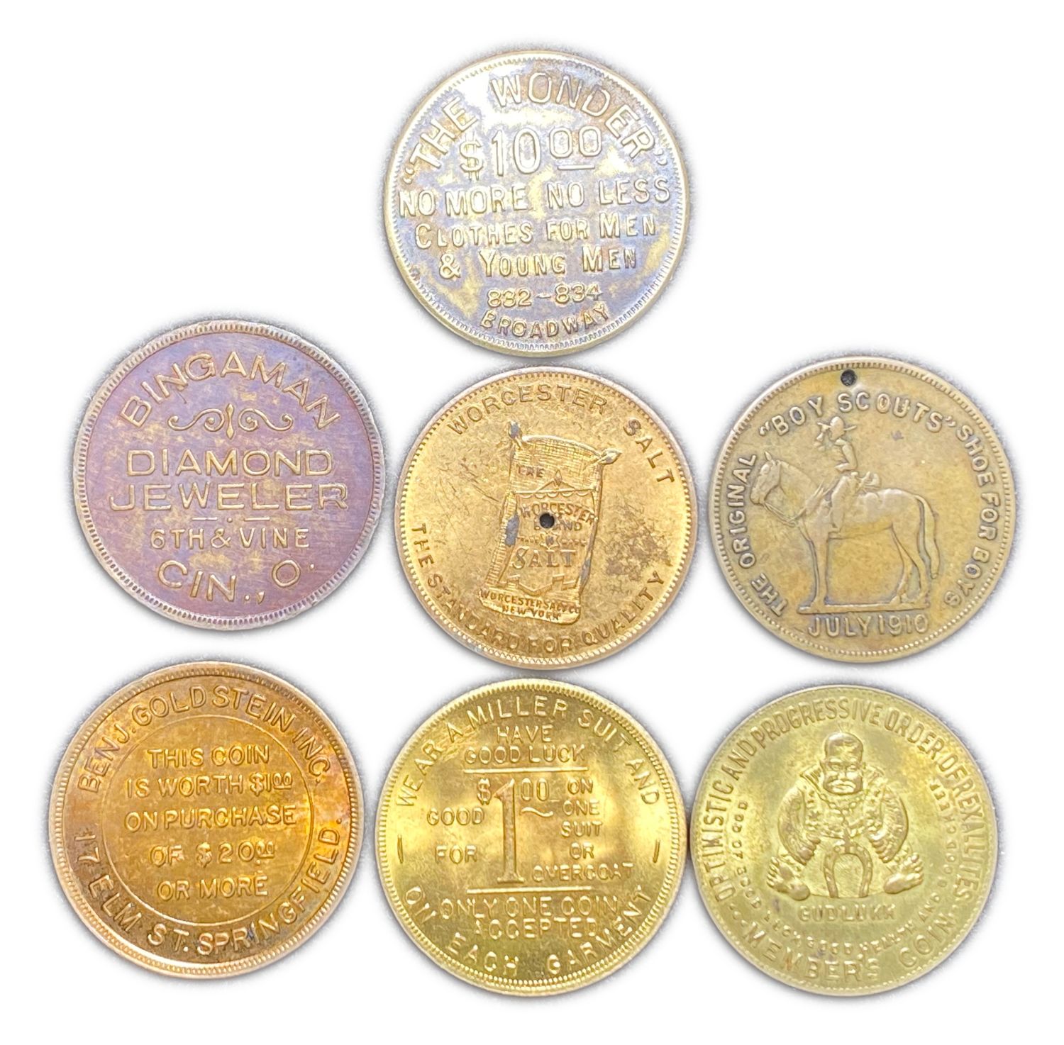 USA - Lot of 7 store tokens with swastikas on them (tokens were made before World War II, while this was considered ... - 1 1