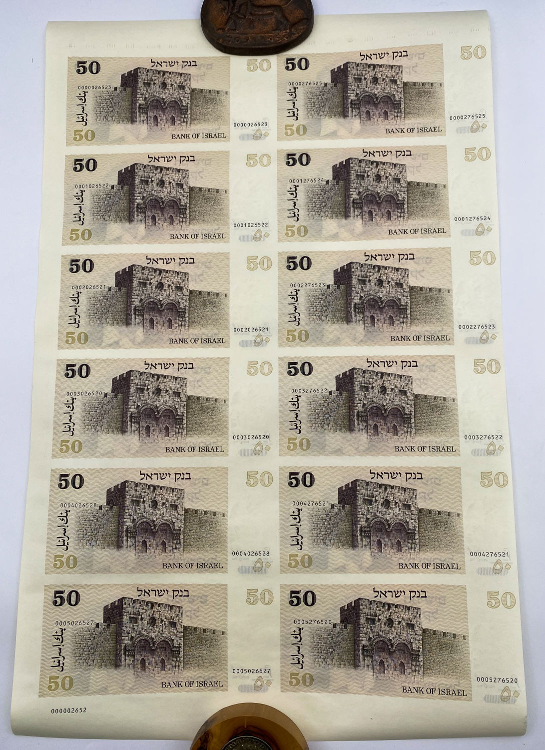 Israel - 50 Sheqalim 1978 - 12 Banknotes Sheet - UNC - Lot 1
The shekel series replaced the Israeli ... - 1 1
