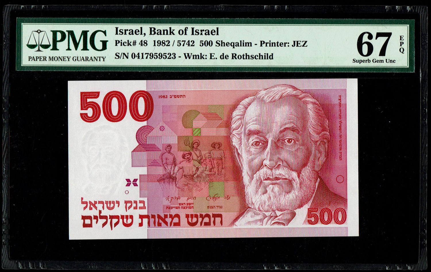 Israel - 500 Sheqalim 1982 - PMG 67 EPQ
The shekel series replaced the Israeli pound and includes ... - 1 0