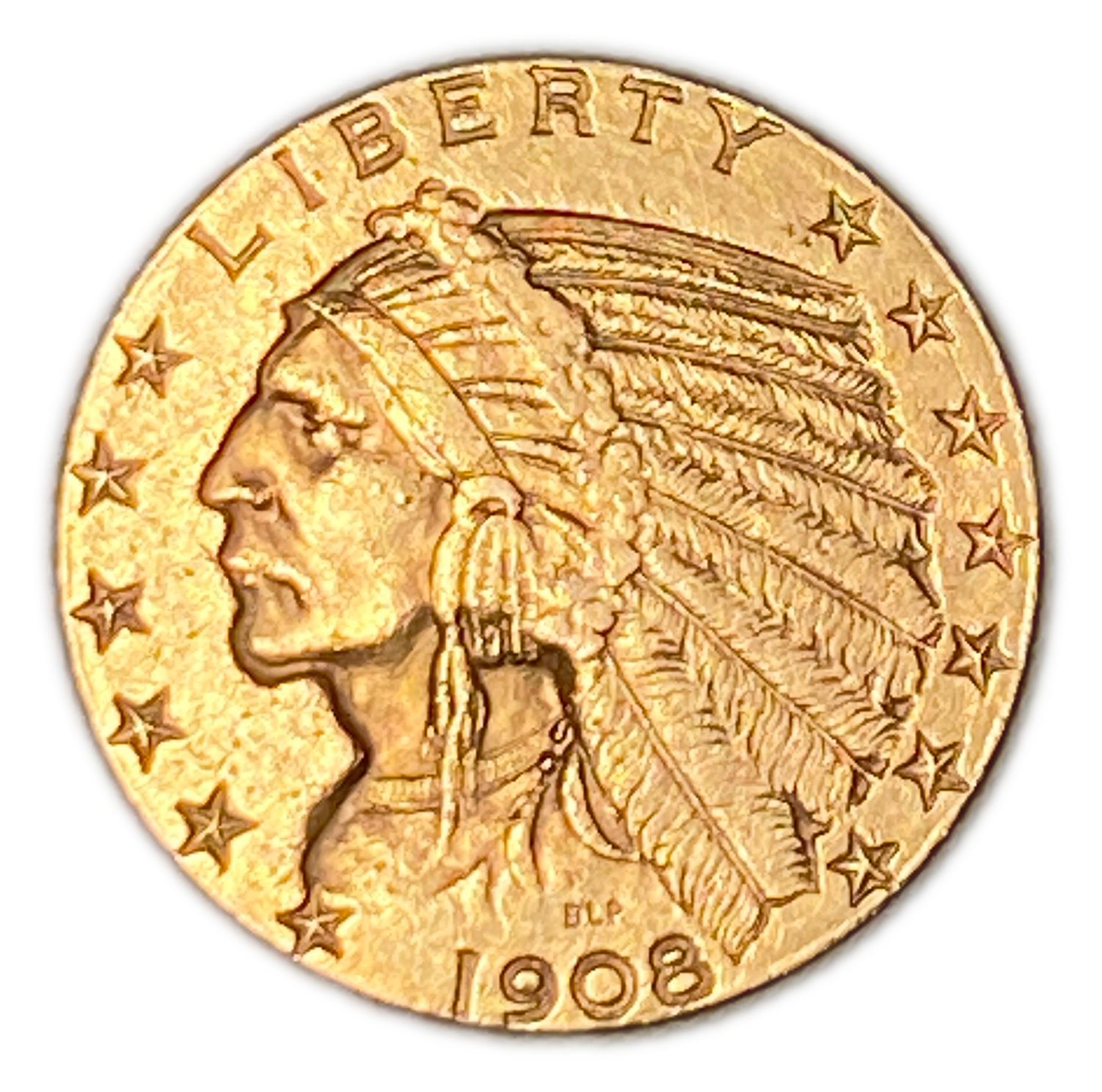 US - 5 Dollar Coin 1908 - Indian Head - 900 Gold, Weight 8.351, 21.6mm - XF-AU - 1 0