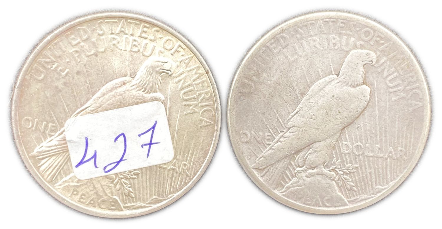 USA - A pair of 1 dollar coins 1922 - Silver - F-XF - 1 1