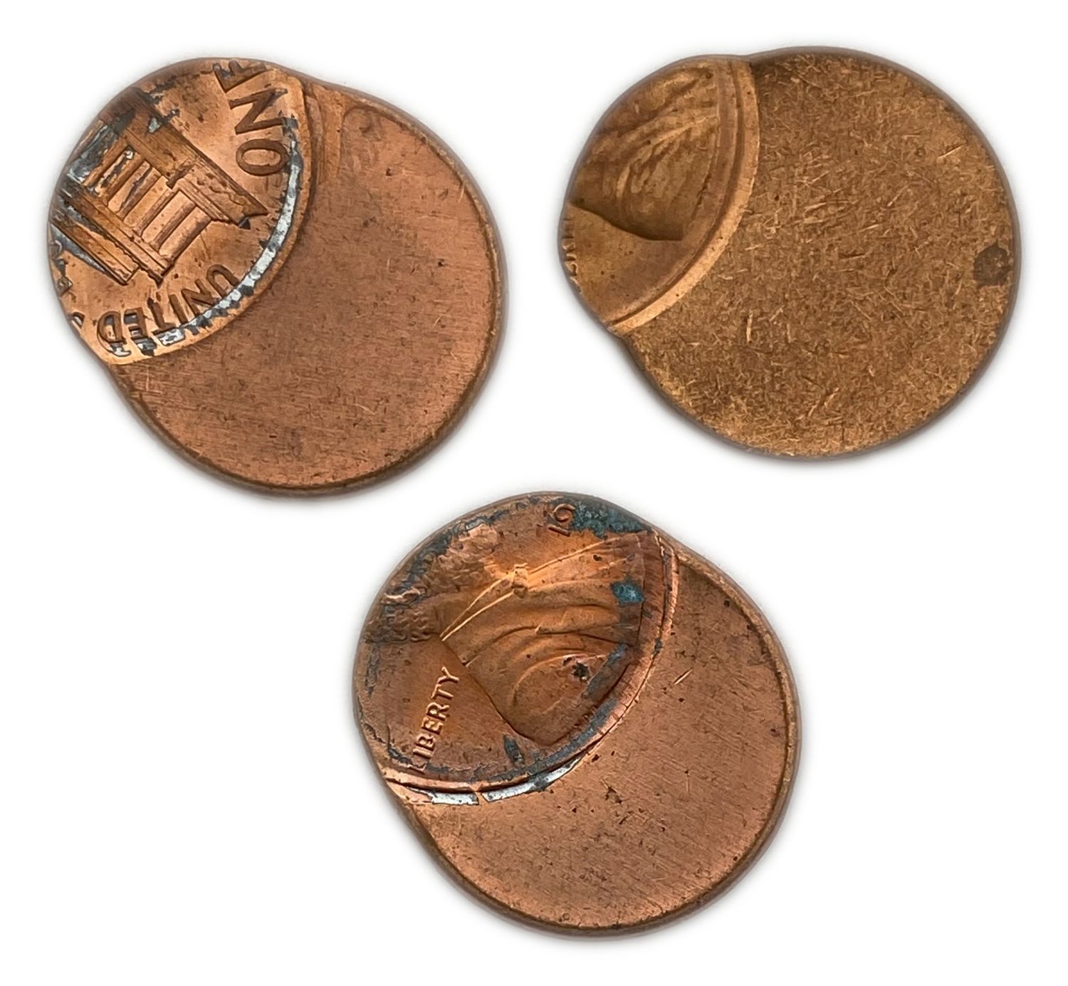USA - Lot of 3 coins 1 cent - minting error, off center - AU - 1 1