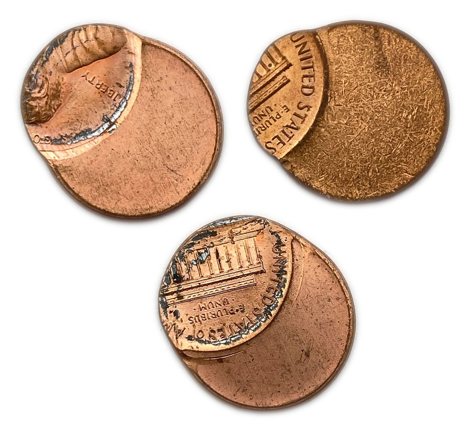 USA - Lot of 3 coins 1 cent - minting error, off center - AU - 1 0