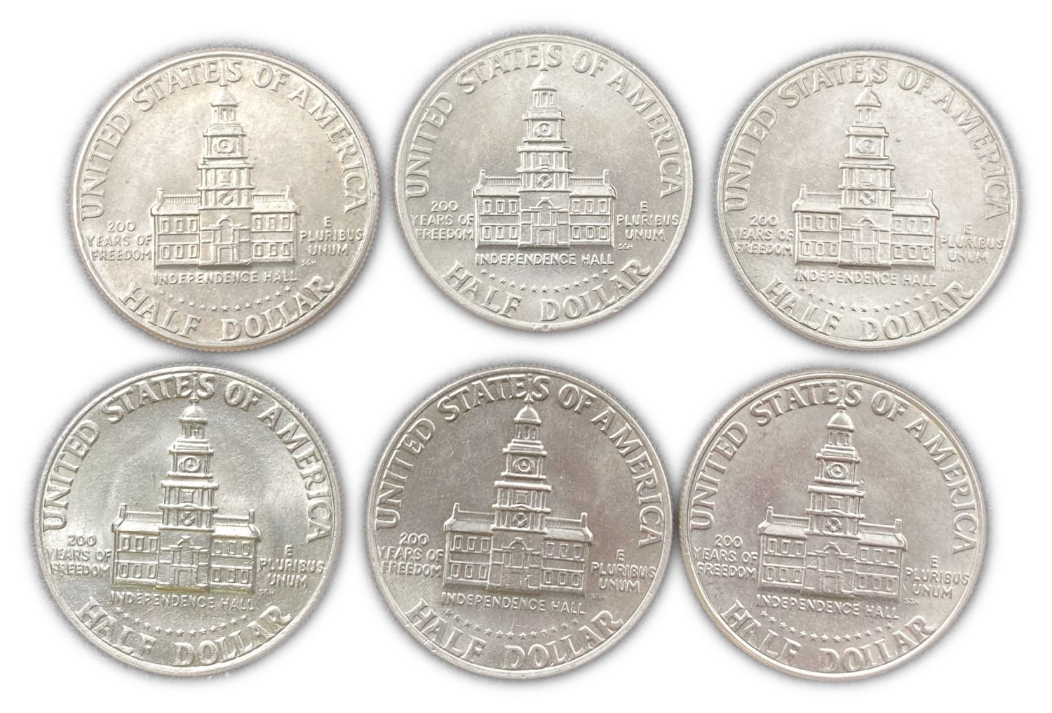 USA - Lot of 6 half dollar coins 1976 - Copper-Nickel - AU-UNC - 1 1