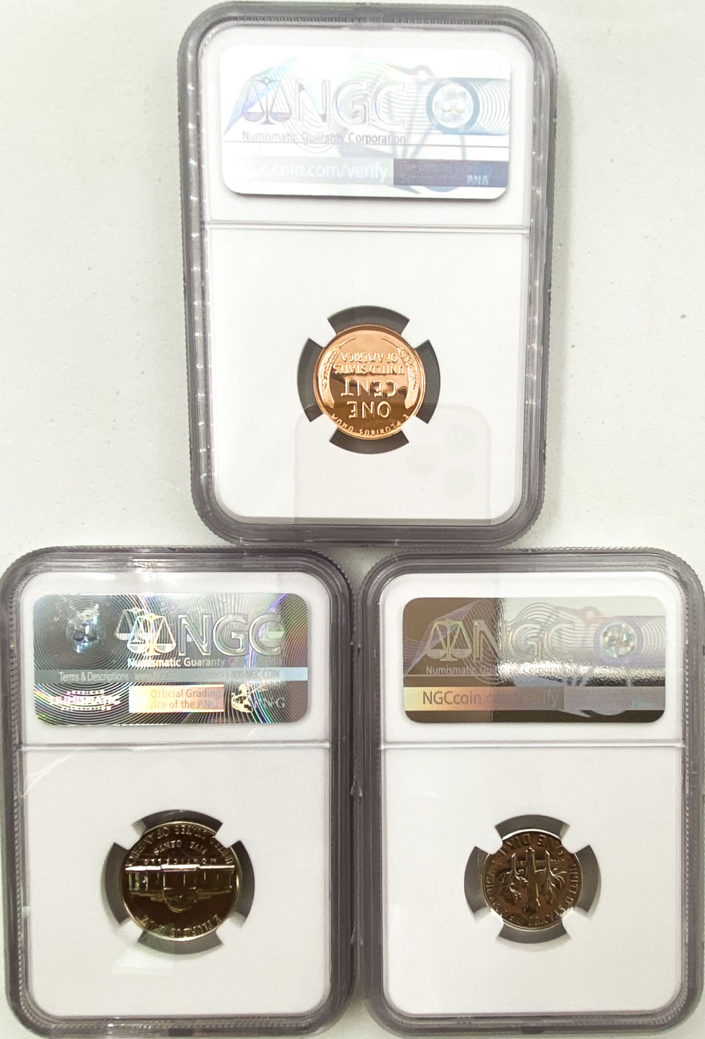 USA - Lot of 3 coins 1, 5, 10 cents 1956 - NGC PF67 - 1 7