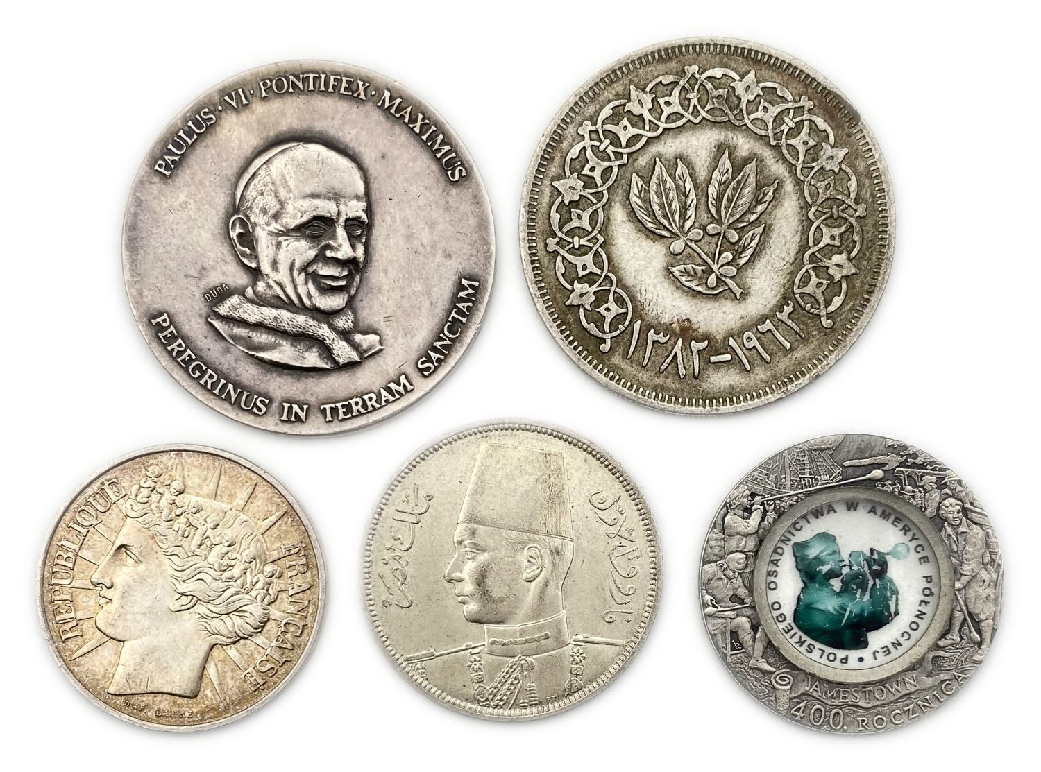 World - Lot of 5 coins / medals - some silver - 1 0