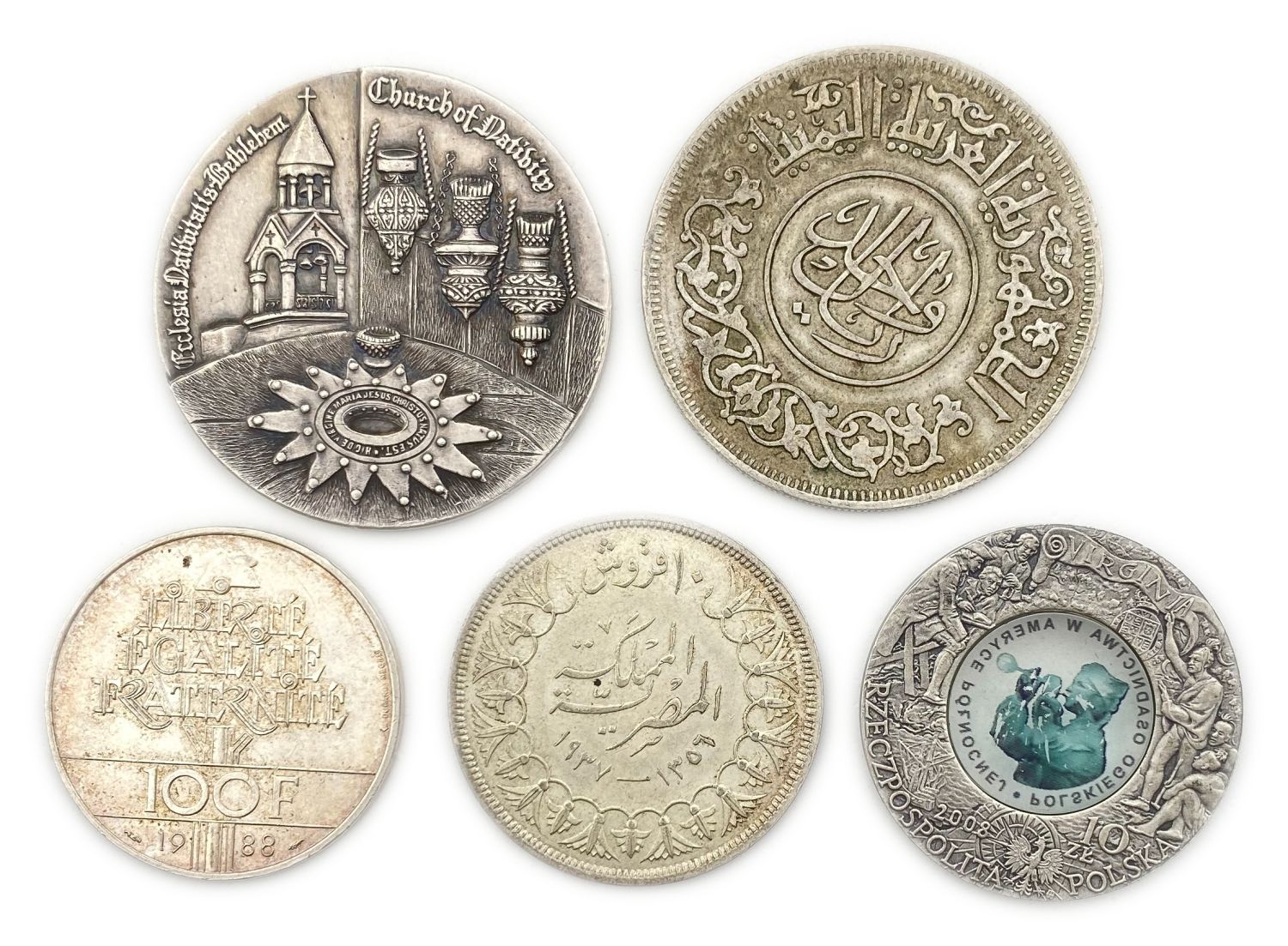World - Lot of 5 coins / medals - some silver - 1 1