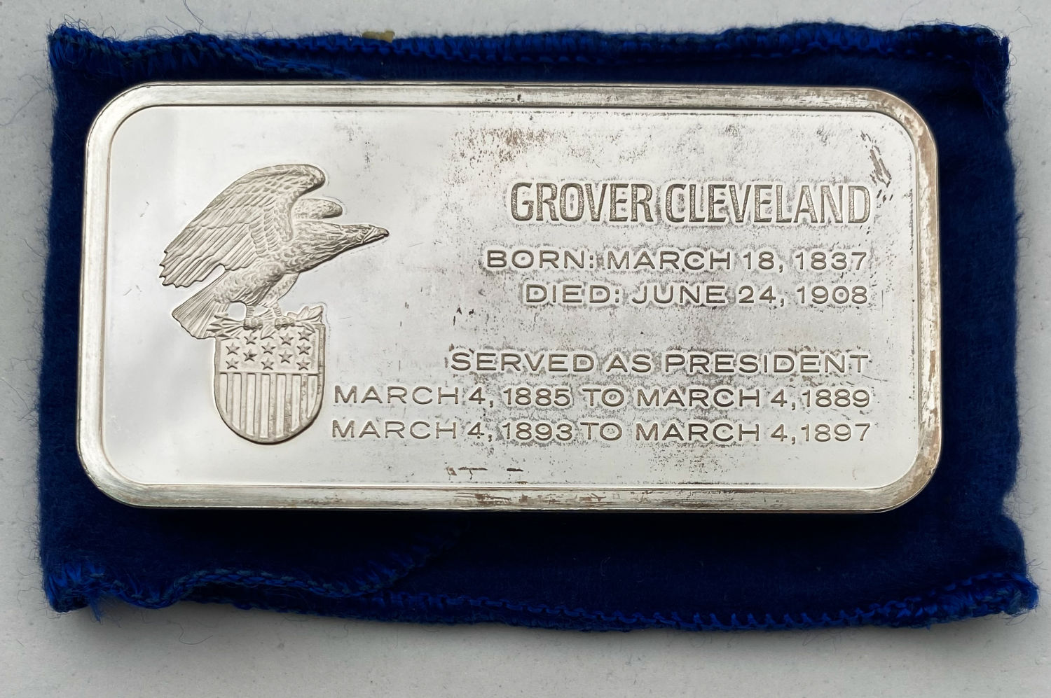 USA - Gruber Cleveland silver bullion (was president of the 22nd and 24th United States) - 925 silver, 10 ounces - 1 1