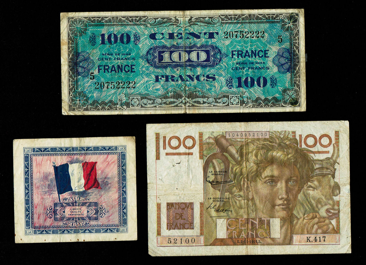 France - Lot of 5 banknotes from the Second World War period - VF - 1 1