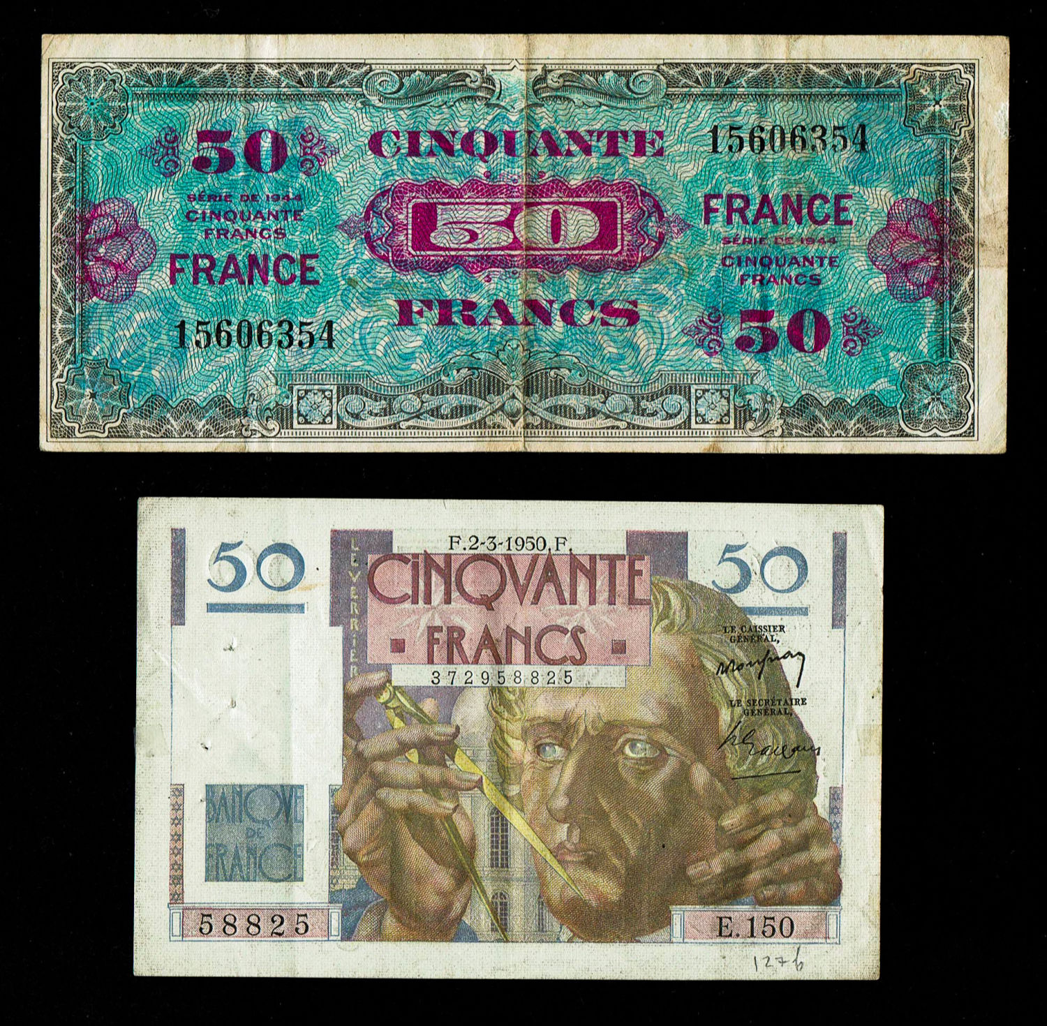 France - Lot of 5 banknotes from the Second World War period - VF - 1 3