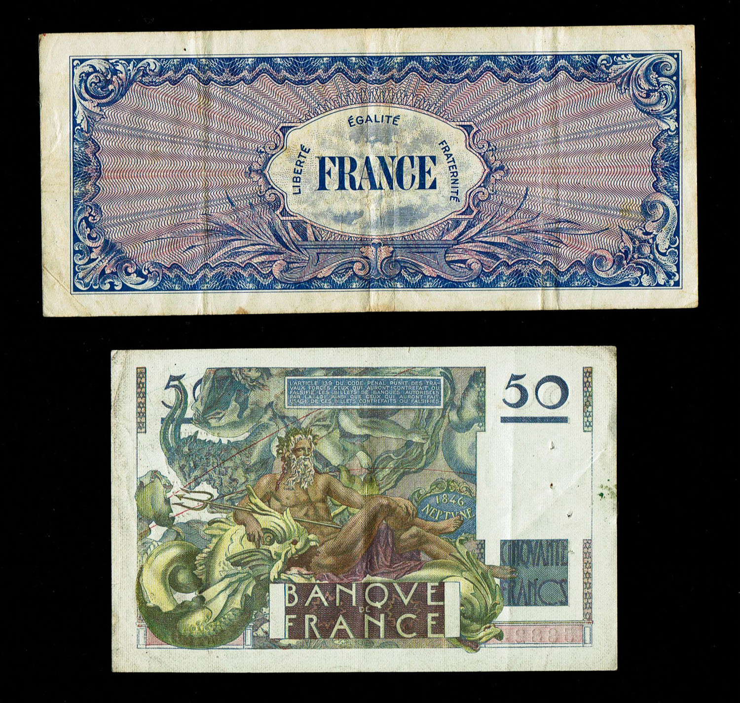 France - Lot of 5 banknotes from the Second World War period - VF - 1 4