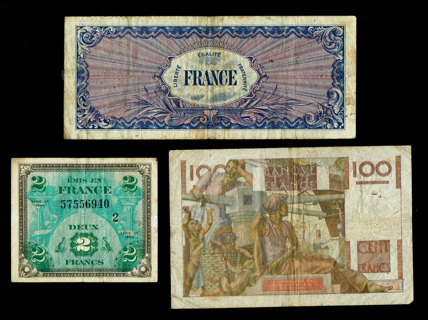 France - Lot of 5 banknotes from the Second World War period - VF - 1 2