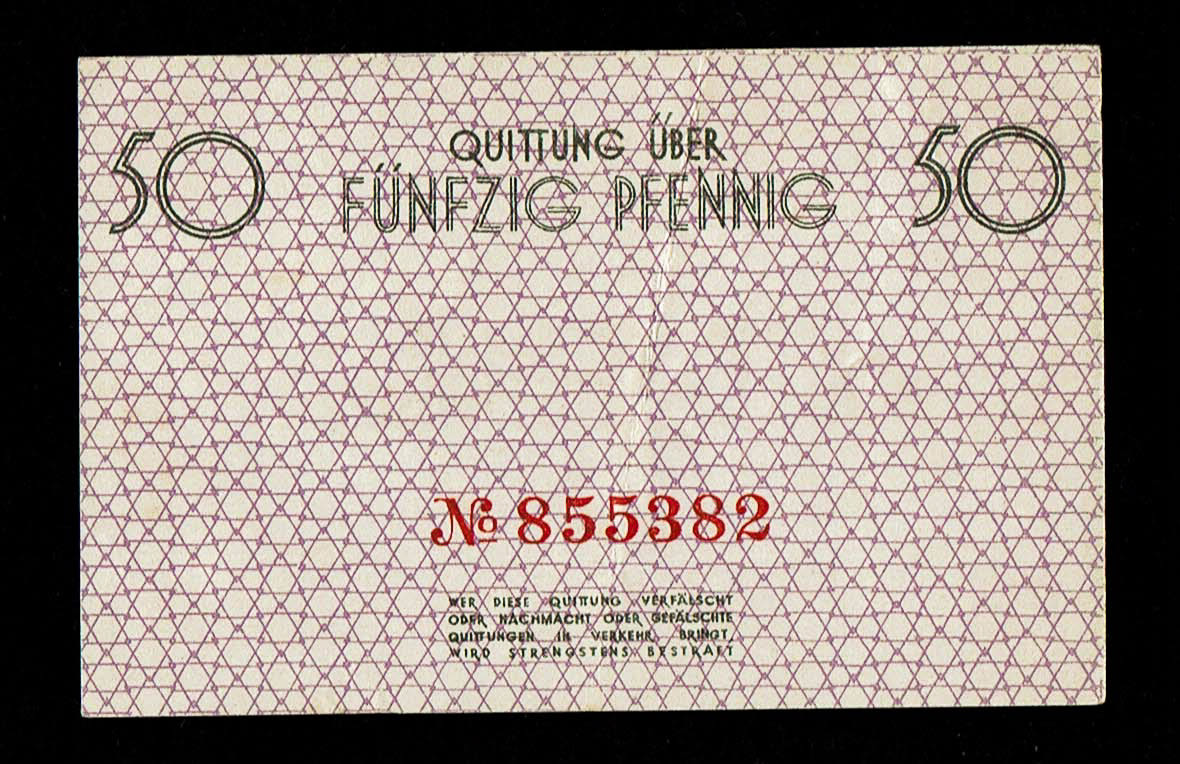 Poland - 50 pfenning - 1940 - ghetto Lodz - AU
50 pfennig receipt issued in the Lodz ghetto in Poland ... - 1 1