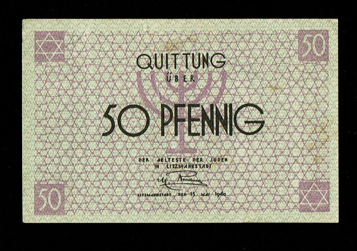 Poland - 50 pfenning - 1940 - ghetto Lodz - AU
50 pfennig receipt issued in the Lodz ghetto in Poland ... - 1 0