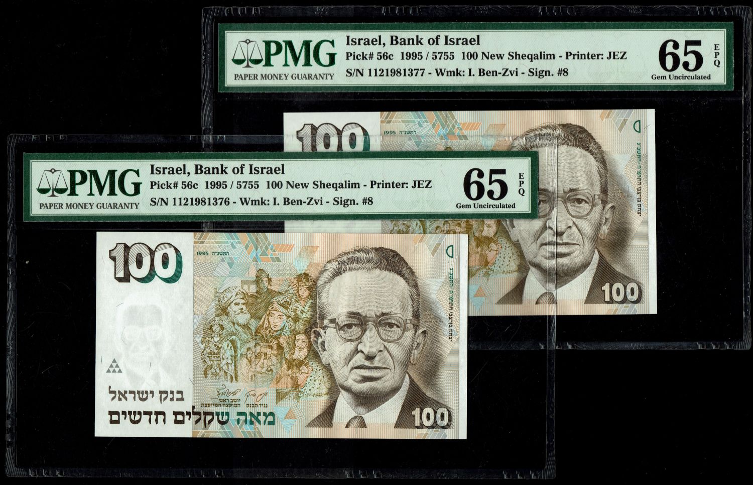 Israel - 100 New Shekel 1995 - Pair of consecutive banknotes - PMG 65 EPQ
In 1985, following high ... - 1 0