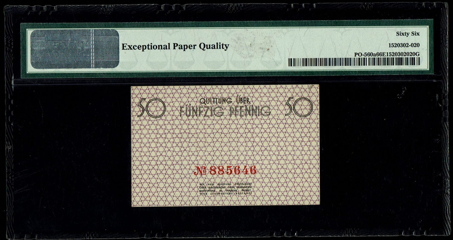 Poland - 50 pfenning - 1940 - ghetto Lodz - PMG 66 EPQ
50 pfennig receipt issued in the Lodz ghetto ... - 1 1