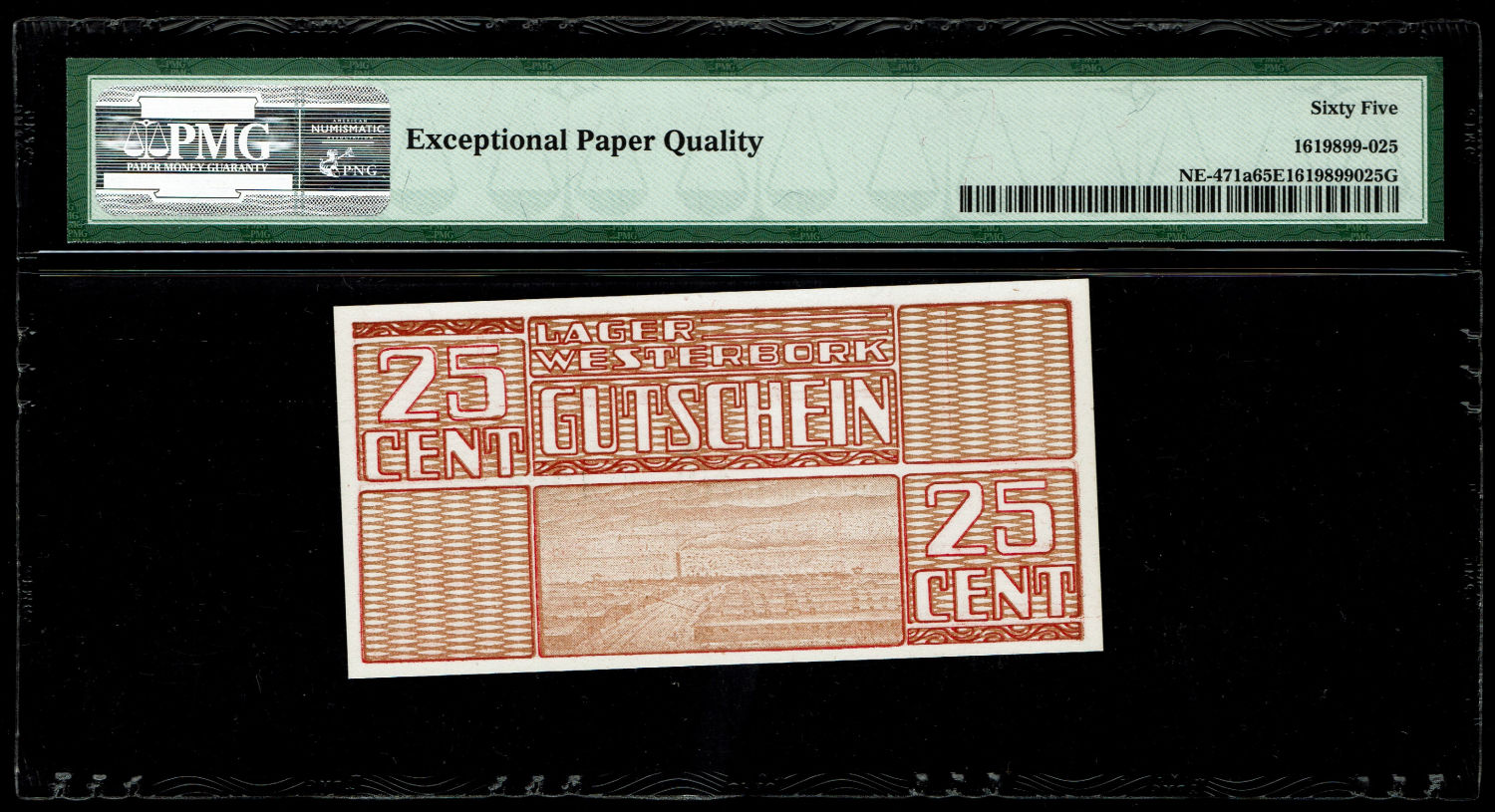 Netherlands - 25 cents 1944 - Westerbork camp - PMG 65 EPQ - consecutive numbers
WW2 Westerbork ... - 1 2