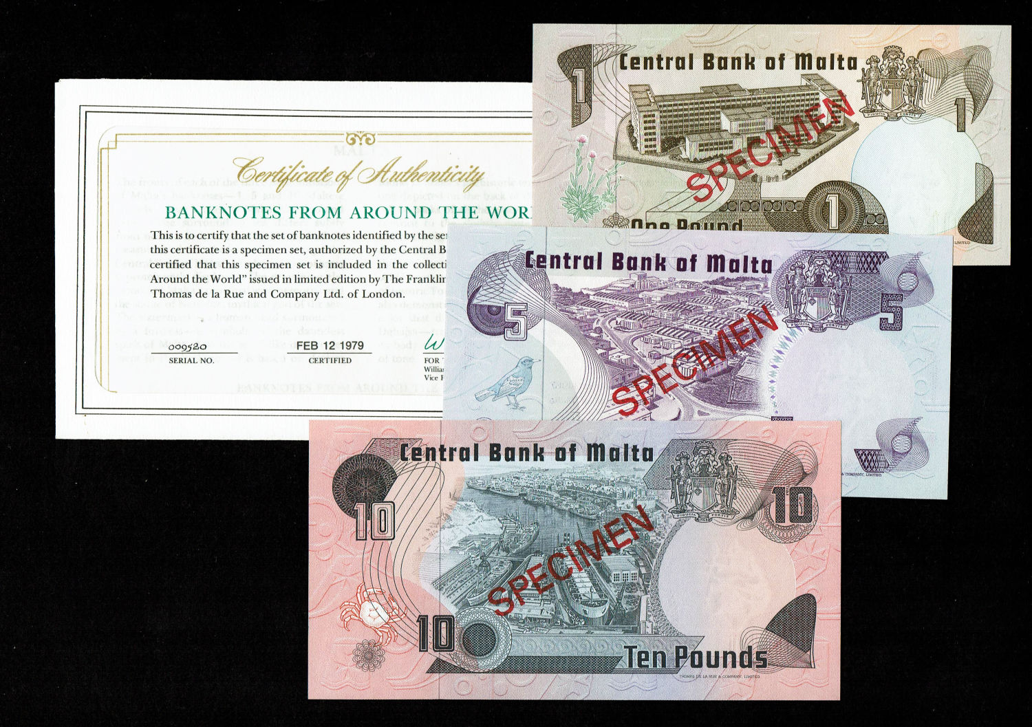 Malta - 1, 5, 10 pounds 1967 - Specimen - UNC
Arriving in a special envelope with a ... - 1 0