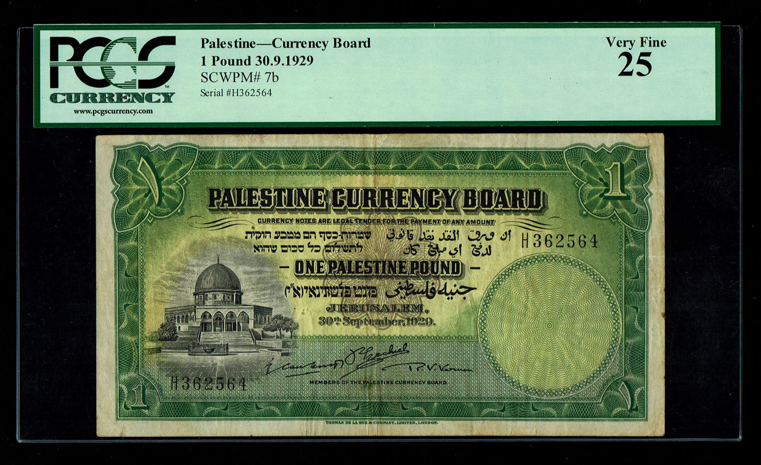Palestine - 1 pound 1929 - PCGS VF25 - Prefix H
In 1917, the British conquered Israel from the ... - 1 0