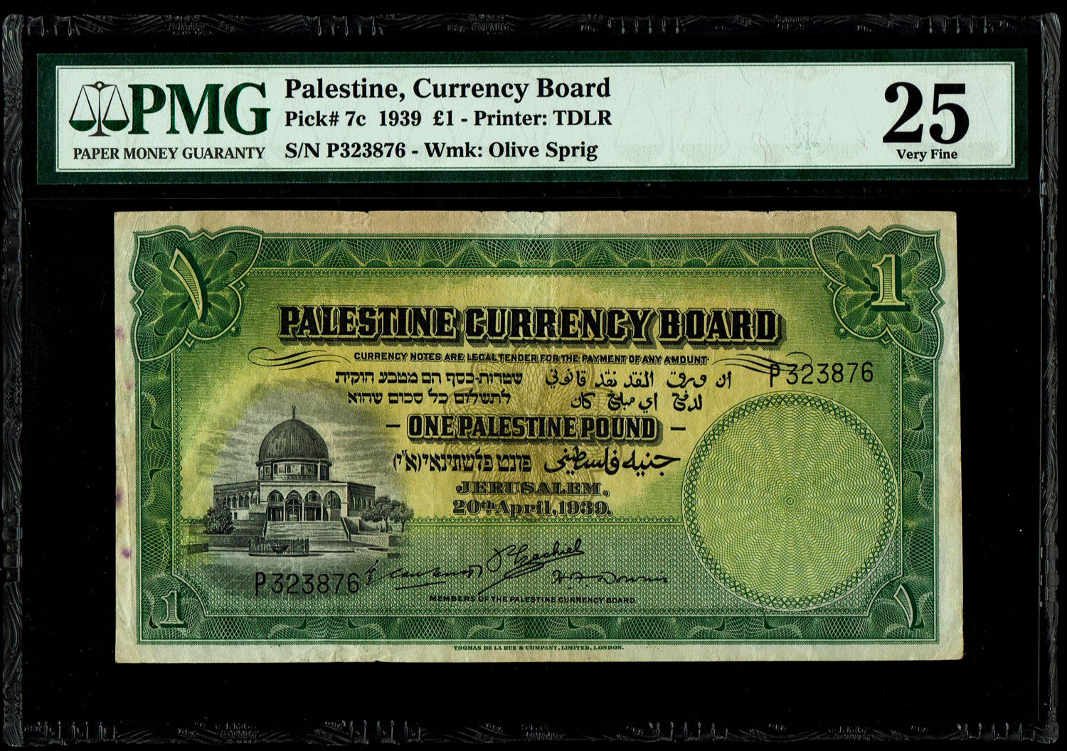 Palestine - 1 Pound 1939 - PMG VF25 - Prefix P
In 1917, the British conquered Israel from the ... - 1 0
