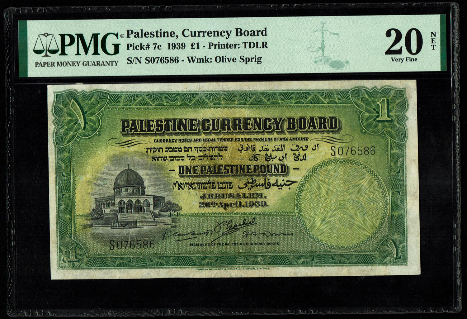 Palestine - 1 Pound 1939 - PMG VF20 NET - Prefix S
In 1917, the British conquered Israel from ... - 1 0