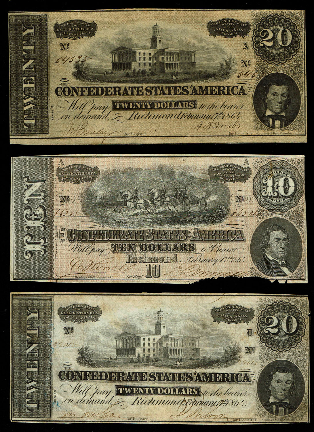 USA - Large lot of 14 Confederation banknotes, begining of United States - different years and different conditions - 1 1