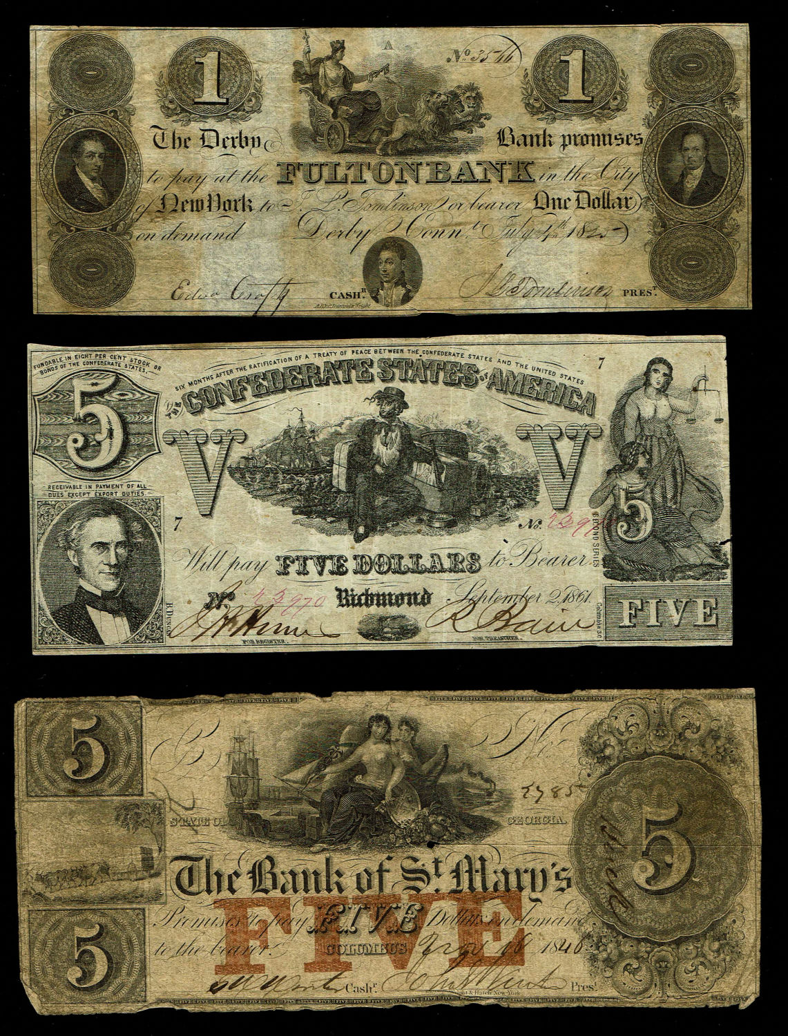 USA - Large lot of 14 Confederation banknotes, begining of United States - different years and different conditions - 1 3