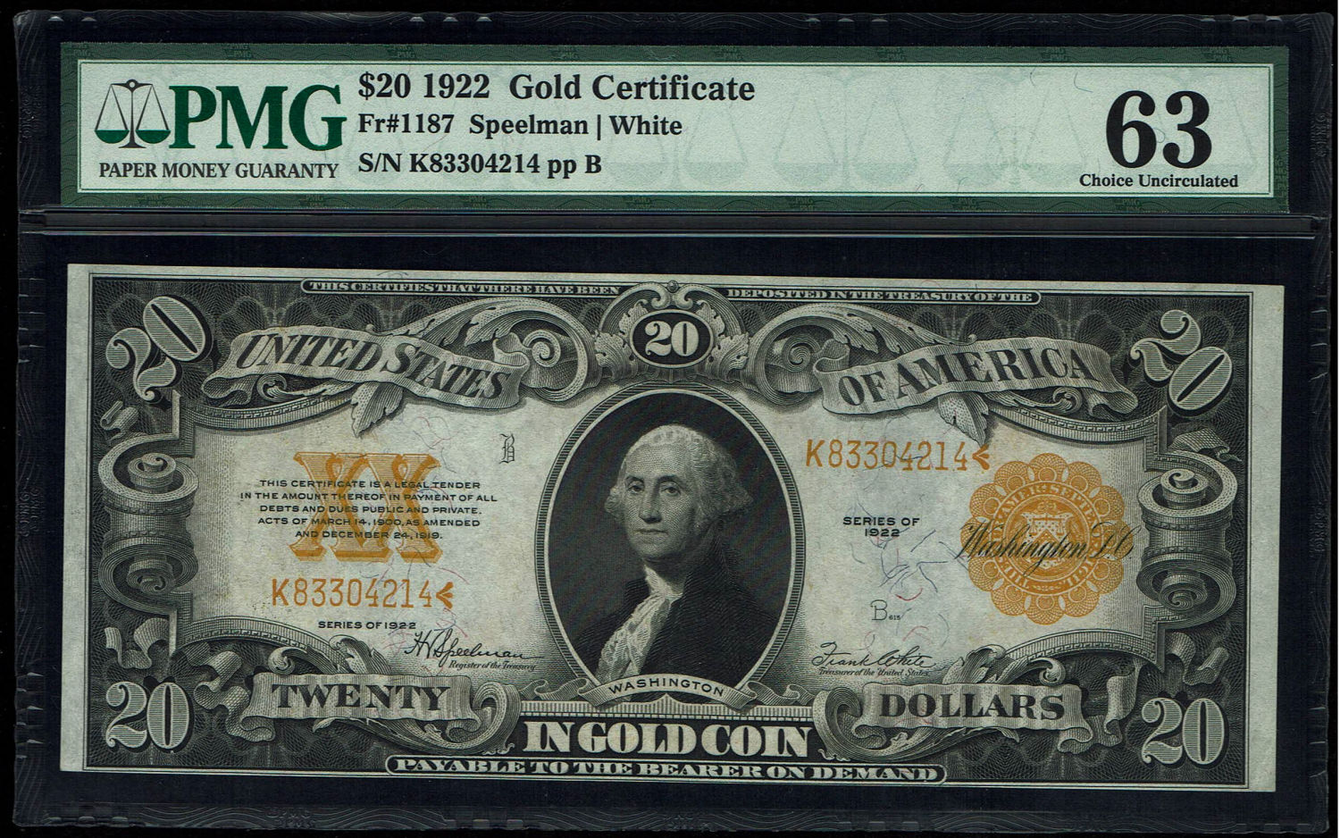USA - 20 Dollar 1922 - Gold Certificate - PMG 63
The dollar (or US dollar, also known as the US ... - 1 0