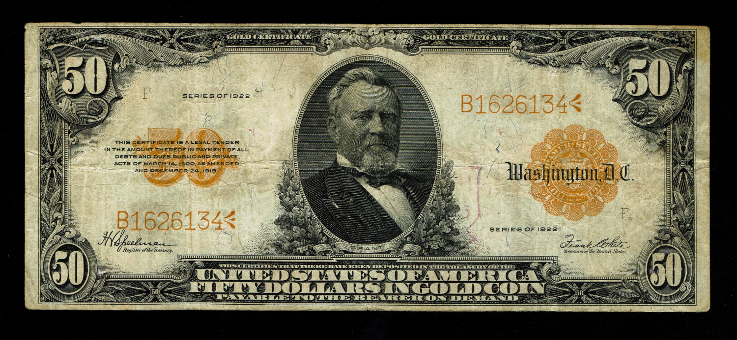 USA - 50 Dollars 1922 - Gold Certificate - F-VF
The dollar (or US dollar, also known as the ... - 1 0