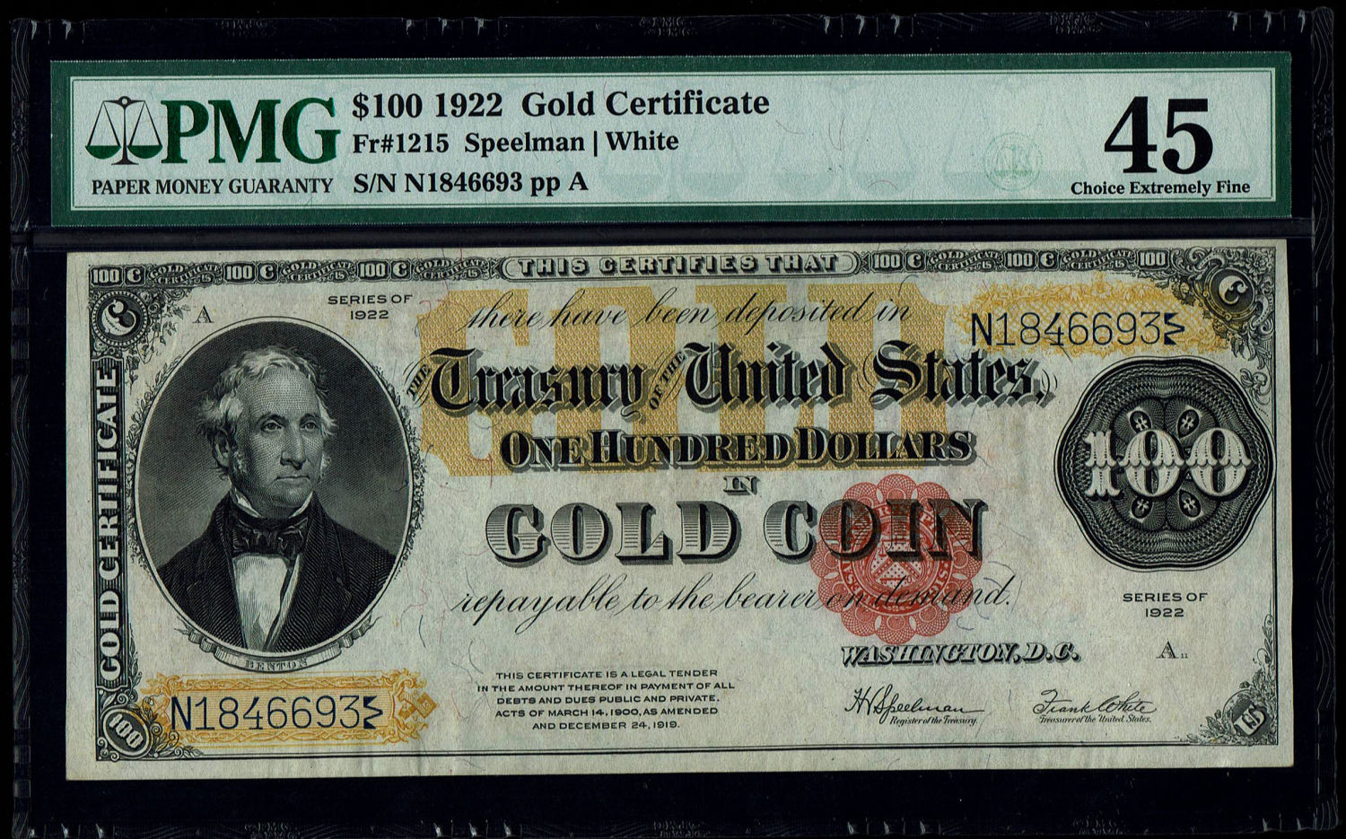 USA - 100 Dollar 1922 - Gold Certificate - PMG 45
The dollar (or US dollar, also known as the US ... - 1 0