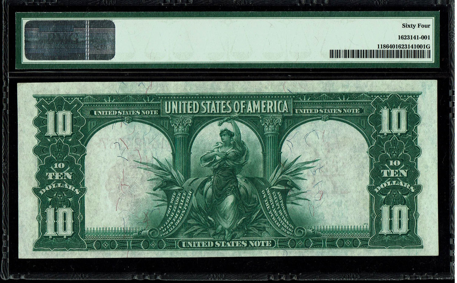 USA - 10 Dollar 1901 - Red Ceritifacate - PMG 64
The dollar (or US dollar, also known as the US ... - 1 1