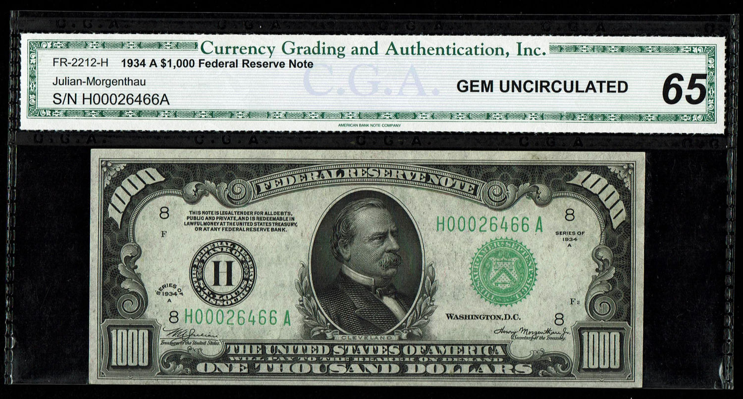 USA - 1,000 Dollars 1934 - CGA 65 - UNC
The dollar (or US dollar, also known as the US dollar or US ... - 1 0